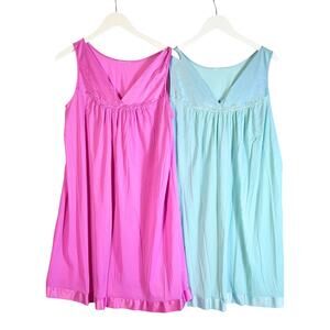 Vintage Vanity Fair Women Maxi Slip Dress L Satin Trim Lingerie Nightgown x2